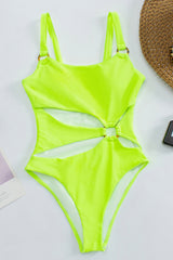 Ring Cutout One-Piece Swimsuit - Green