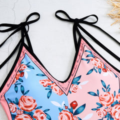 New Printed Slim Fit Reversible One-Piece Swimsuit - Pink