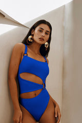 Ring Cutout One-Piece Swimsuit - Blue