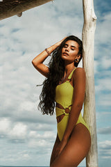 Ring Cutout One-Piece Swimsuit - Green