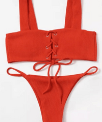 White Ribbed Button Front Bikini Bottoms