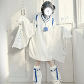 Harajuku White Outfit Set - Cardigan & Leg Warmers
