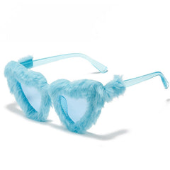 Retro Heart-Shaped Plush Sunglasses