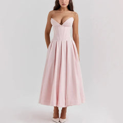 Juana - Pink Strapless A-Line Corset Dress