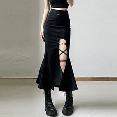 Gothic Long Flared Skirt
