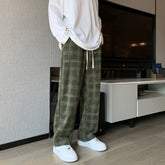 Checkered Corduroy Loose Sweatpants