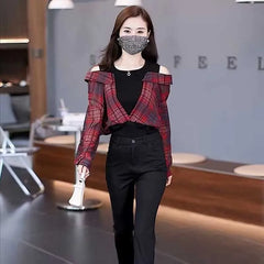 Korean Plaid Two-Piece Shirt