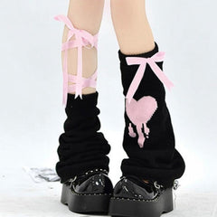 Y2K Ribbon Lace-Up Leg Warmers