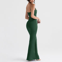 Shiloh - Green Satin Maxi Bodycon Dress