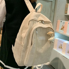 Cute Corduroy School Backpack