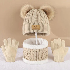 Pom Pom Kawaii Hat, Scarf & Gloves