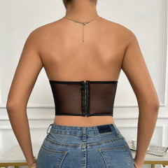 Noelle - Floral Lace Strapless Corset Top