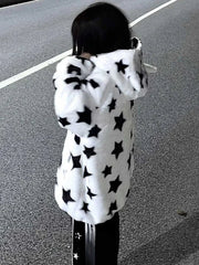 Oversize Fluffy Star Hoodie Y2k