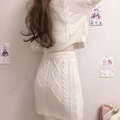 Sweet Rabbit Embroidery Skirt & Sweater Set