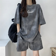 Casual Tie Dye Outfit Set - T-Shirt & Shorts