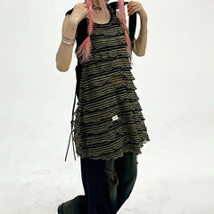 Grunge Striped Hooded Dress