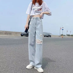 Ripped High Waist Loose Jeans