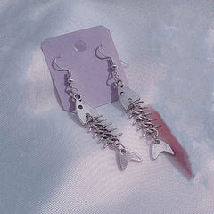 Gothic Cross & Fish Bones Earrings