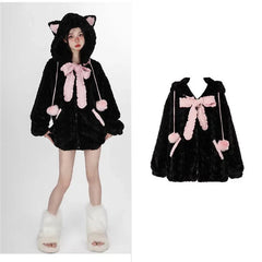 Harajuku Goth Coat with Cat Ears