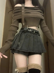 Y2K Outfit Set - Longsleeve Top & Mini Skirt