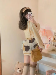 Korean Cute Outfit Set ââ‚?Cardigan & Mini Dress