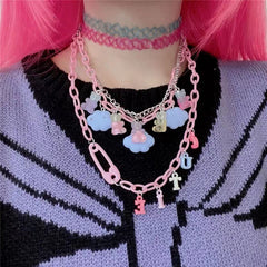 Harajuku Cloud Bear Acrylic Necklace