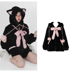 Harajuku Goth Coat with Cat Ears