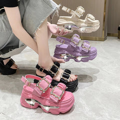 Bling Chunky Wedge Sandals