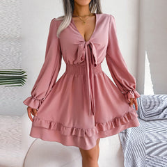 Sadie - Pink Smocked Waist Ruffle Mini Dress
