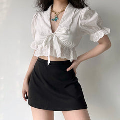 Ruffle Shirt Crop Top