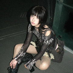 Y2K Gothic Mesh Top