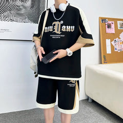 Casual Sports Outfit Set - Loose T-Shirt & Shirts