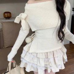 Kawaii Warm Outfit Set - Sweater & Mini Skirt
