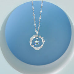 Silver Moonstone Feather Necklace