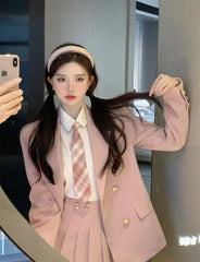 Kawaii School Uniform Outfit Set- Blazer, Shirt & Mini Skirt