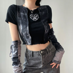 Gothic Y2K Top & Arm Warmers