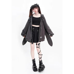Harajuku Bunny Ears Zip Hoodie