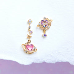 Asymmetric Moon Heart Earrings