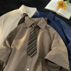 Vintage Office Style Outfit Set - Shirt & Tie