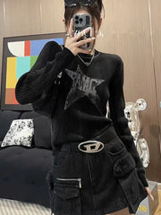 Grunge Striped O-Neck Sweater
