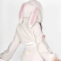 Kawaii Fluffy Rabbit Outfit Set - Hoodie & Skirt