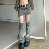 Y2K Denim Outfit Set - Skirt & Leg Warmers