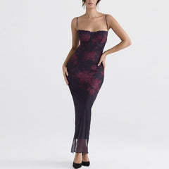 Lottie -Floral Print Cocktail Evening Maxi Bodycon Dress