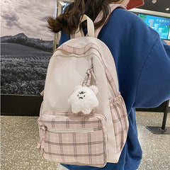 Cozy Plaid School Backpack
