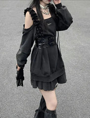 Harajuku Punk Outfit Set - Dress & Leg Warmers
