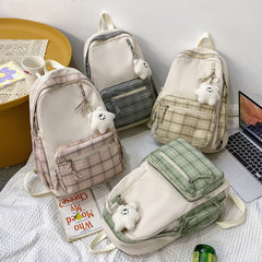 Cozy Plaid School Backpack