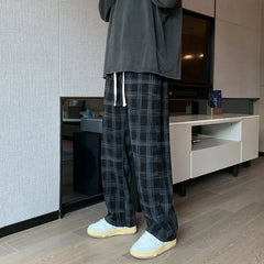 Checkered Corduroy Loose Sweatpants
