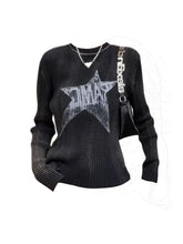 Grunge Striped O-Neck Sweater