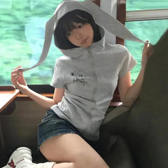 Y2K Rabbit Ears Zip Hoodie