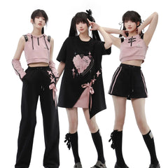 Pastel Gothic Japanese Outfit Set - Shorts, Pants & Tops